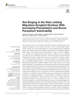 Linking Migratory Songbird Declines with Increasing Precipitation and Brood Parasitism Vulnerability