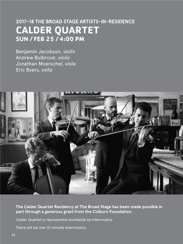 Calder Quartet Sun / Feb 25 / 4:00 Pm
