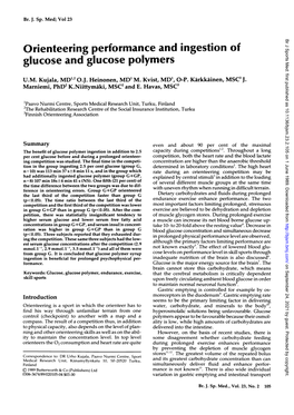 Orienteering Performance and Ingestion of Glucose and Glucose Polymers