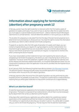 Information About Applying for Termination (Abortion) After Pregnancy Week 12