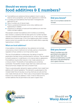 Food Additives & E Numbers?