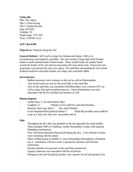 Clelia 606 Pilot: Tim Askew Obs 1: Chris Koenig Obs 2: Sandra Brooke Date: 08/29/01 Visibility: 20' Depth Range: 210'-260' Time: 12:00:00-14:22