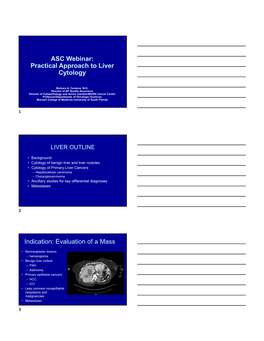 ASC Webinar: Practical Approach to Liver Cytology Indication