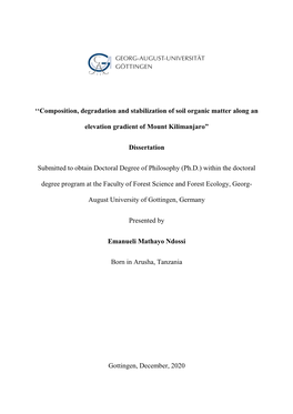 ''Composition, Degradation and Stabilization of Soil Organic Matter