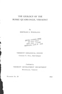 The Geology of the Burke Quadrangle, Vermont