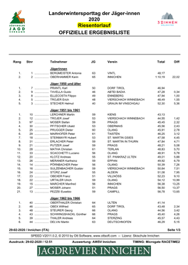 Ergebnislisten-Landeswintersporttag