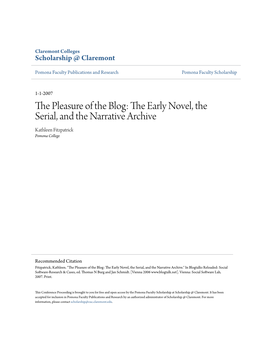 The Early Novel, the Serial, and the Narrative Archive.