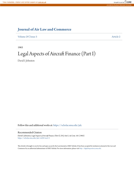 Legal Aspects of Aircraft Finance
