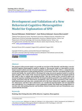 Development and Validation of a New Behavioral-Cognitive-Metacognitive Model for Explanation of SPD