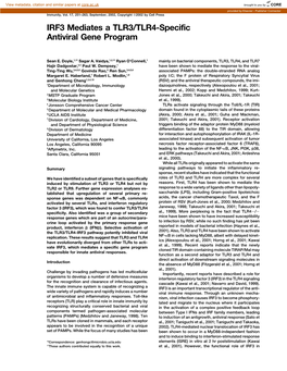 IRF3 Mediates a TLR3/TLR4-Specific Antiviral Gene Program