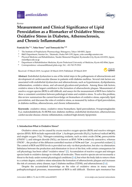 Measurement and Clinical Significance of Lipid Peroxidation