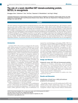 The Role of a Newly Identified SET Domain-Containing Protein, SETD3, in Oncogenesis