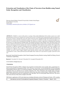 Extraction and Visualization of the Chain of Narrators from Hadiths Using Named Entity Recognition and Classification