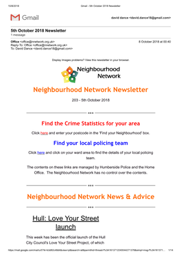 Neighbourhood Network Newsletter Neighbourhood Network News & Advice Hull: Love Your Street Launch