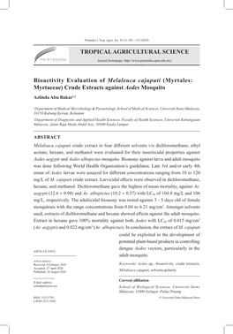 Crude Extracts Against Aedes Mosquito Azlinda Abu Bakar1,2