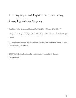 Inverting Singlet and Triplet Excited States Using Strong Light-Matter Coupling