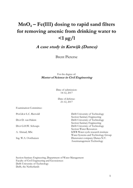 Fe(III) Dosing to Rapid Sand Filters for Removing Arsenic from Drinking