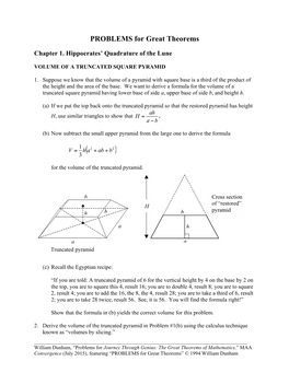 PROBLEMS for Great Theorems