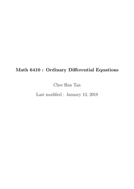 Ordinary Differential Equations Chee Han Tan Last Modified