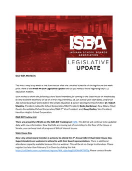 Week #4 ISBA Legislative Update with All You Need to Know Regarding Key K-12 Education Matters