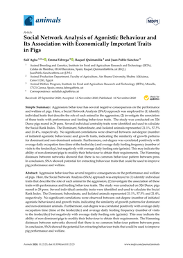 Social Network Analysis of Agonistic Behaviour and Its Association with Economically Important Traits in Pigs