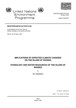 Implications of Expected Climatic Changes on the Island of Rhodes