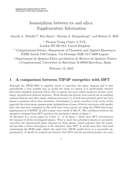 Isomorphism Between Ice and Silica: Supplementary Information