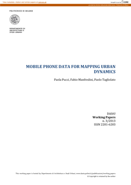 Mobile Phone Data for Mapping Urban Dynamics