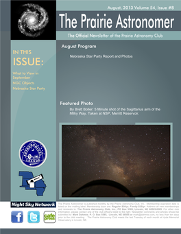 The Prairie Astronomer the Official Newsletter of the Prairie Astronomy Club