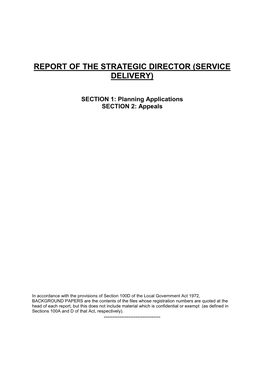 Report of the Strategic Director (Service Delivery)