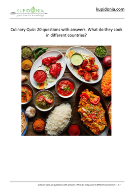 Culinary Quiz: 20 Questions with Answers