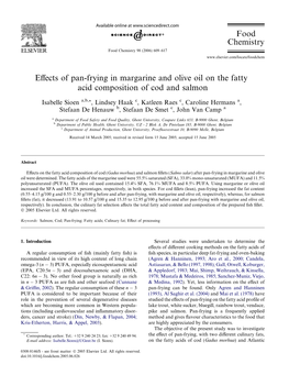 Effects of Pan-Frying in Margarine and Olive Oil on the Fatty Acid Composition of Cod and Salmon Food Chemistry