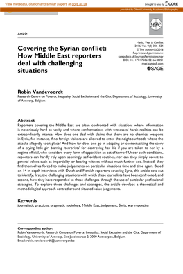 How Middle East Reporters Deal with Challenging Situations