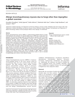 Allergic Bronchopulmonary Mycosis Due to Fungi Other Than Aspergillus: a Global Overview