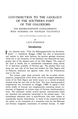 Contribution to the Geology of the So.Uthern Part Of