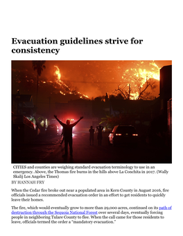 Evacuation Guidelines Strive for Consistency