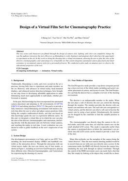 Design of a Virtual Film Set for Cinematography Practice