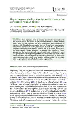 Regulating Marginality: How the Media Characterises a Maligned Housing Option