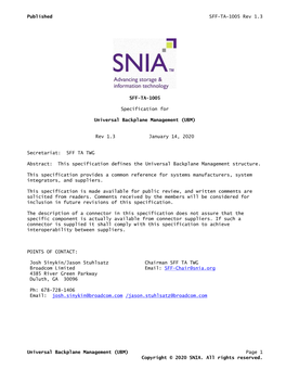 SFF-TA-1005 Universal Backplane Management