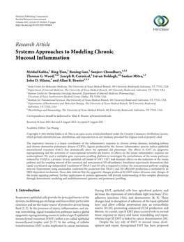 Systems Approaches to Modeling Chronic Mucosal Inflammation