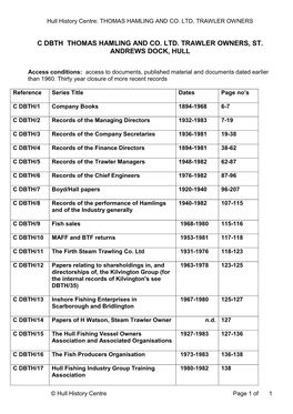 C Dbth Thomas Hamling and Co. Ltd. Trawler Owners, St. Andrews Dock, Hull