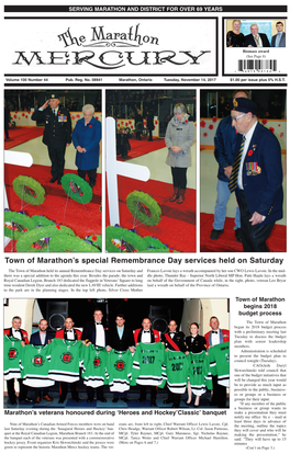 Town of Marathon's Special Remembrance Day Services Held