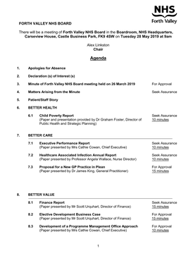 NHS Forth Valley Board Meeting Papers 28Th May 2019