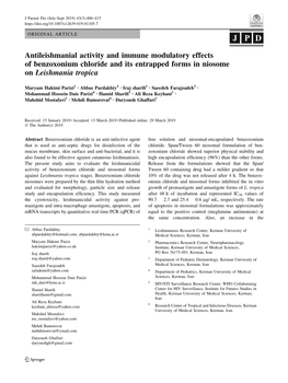 Antileishmanial Activity and Immune Modulatory Effects of Benzoxonium Chloride and Its Entrapped Forms in Niosome on Leishmania Tropica