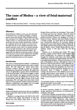 The Case of Medea - a View of Fetal-Maternal Conflict