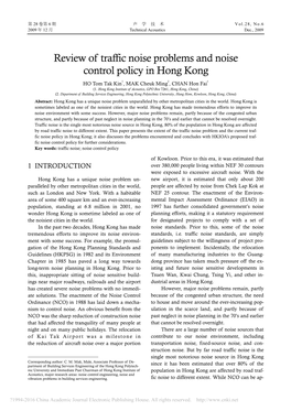 Review of Traffic Noise Problems and Noise Control Policy in Hong Kong HO Tom Tak Kin1, MAK Cheuk Ming2, CHAN Hon Fai1 (1