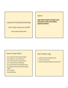 Assessment of the Shoulder & Next Steps