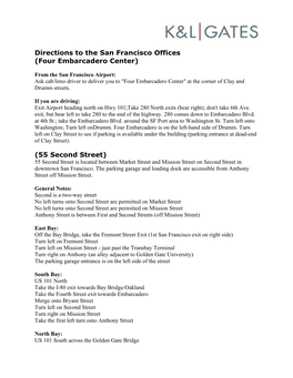 Directions to the San Francisco Offices (Four Embarcadero Center) (55