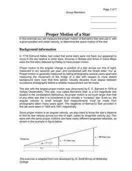 Proper Motion of a Star
