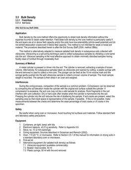3.3 Bulk Density 3.3.1 Field-State 3.3.1.4 Soil Cores